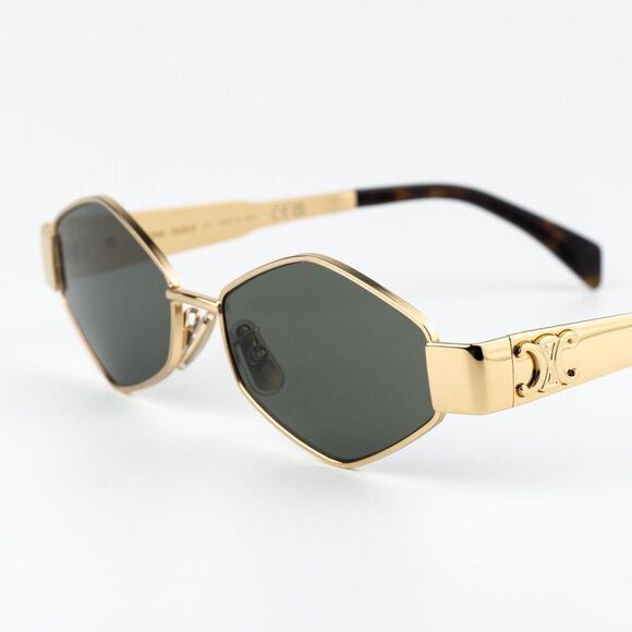 Celine TRIOMPHE Women Sunglasses Gold Green CL40254U 30N NEW AUTHENTIC main image 12